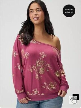 NWT Callie Off-Shoulder Plum Sweatshirt